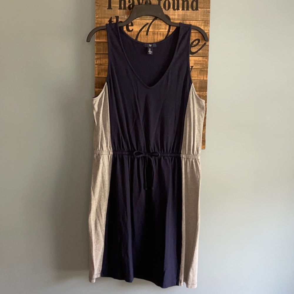 GAP Navy Gray Tank Sleeveless Tank Dress Cotton Blend Summer Coverup Size L